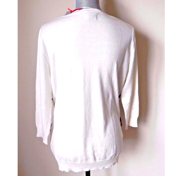 🖤🙌 HP 🙌🖤Elle Lace Embellished Crew Sweater, Lg cream color w/ black lace; - Picture 3 of 9